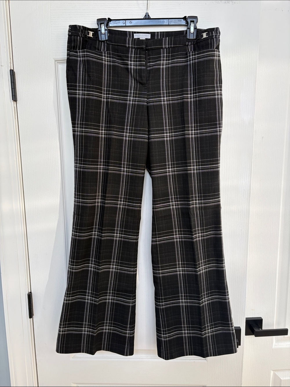 New York & Company Black Plaid Wide-Leg Pants